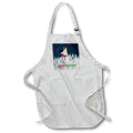 White full-length apron with front pocket and Merry Christmas skate scene