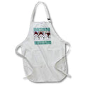 White apron with three snowmen wearing Santa hats and a front pocket