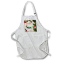 White apron with front pocket featuring Christmas deer and ornaments print