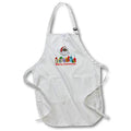 White apron with Santa graphic and Merry Christmas text, front pockets and adjustable neck strap