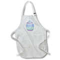 White apron with colorful Easter egg illustration and front pocket pouch