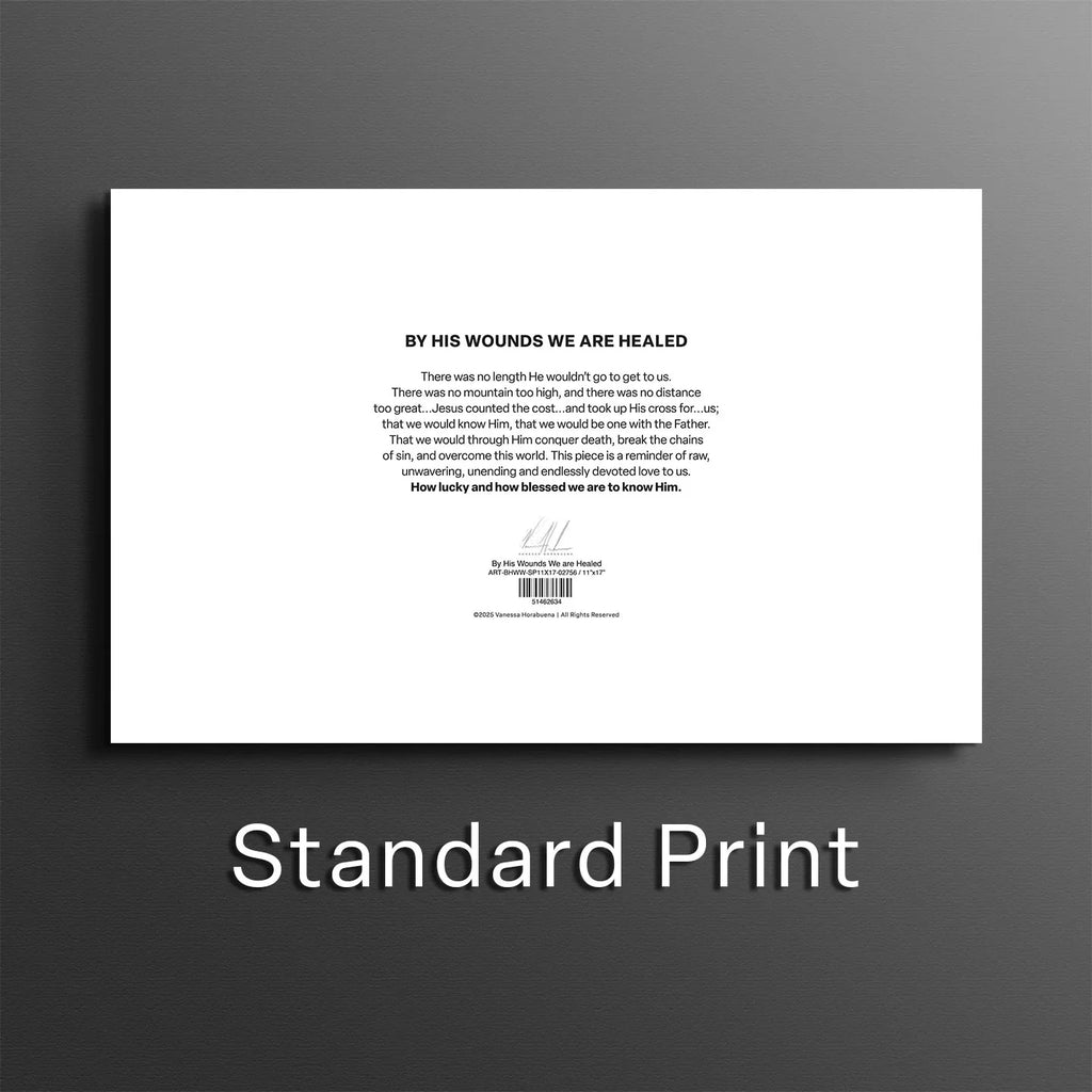 Bible verse print on white backing with small text and barcode