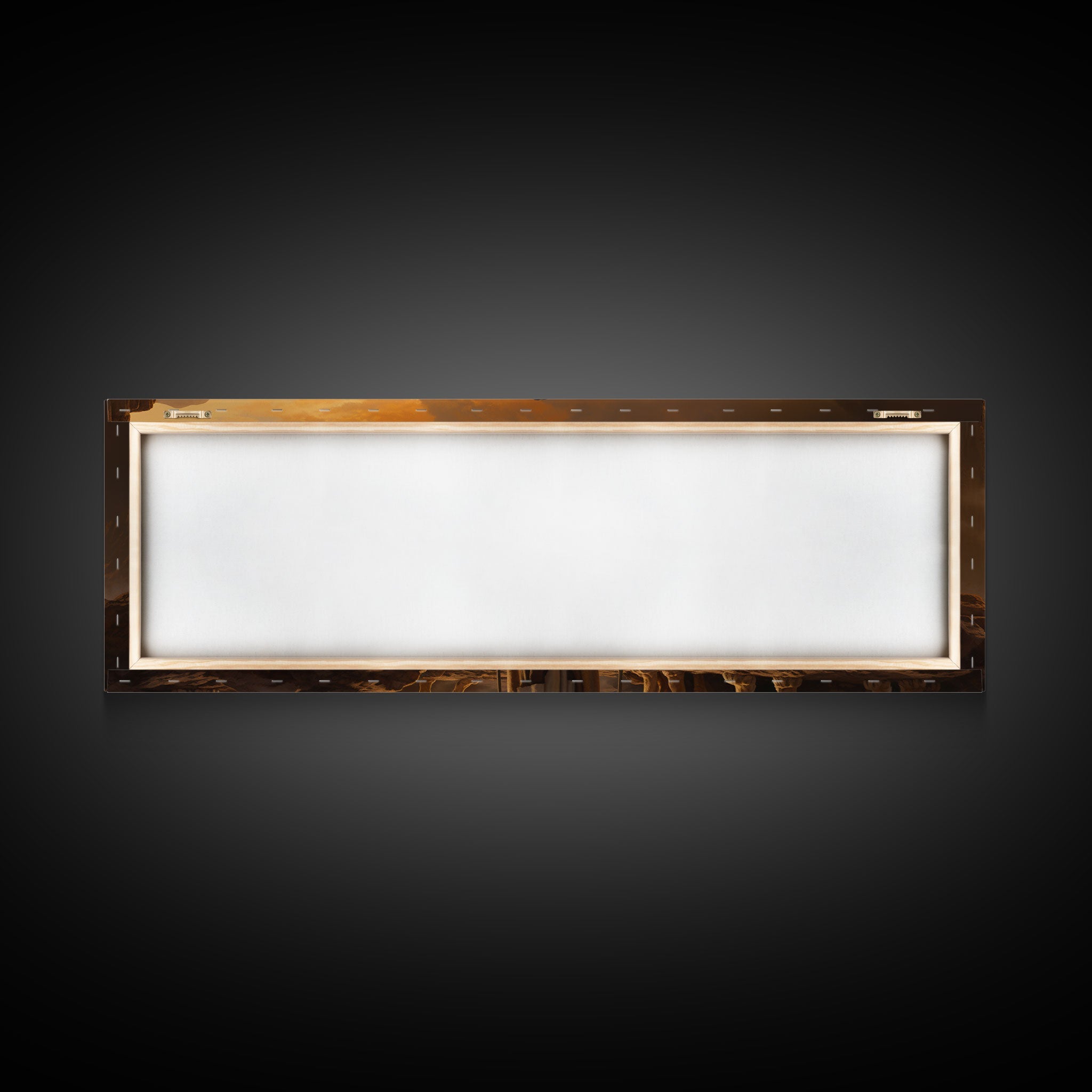 Wooden frame with blank canvas center for a framed canvas print