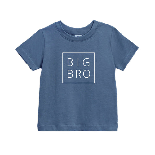 Blue baby kids T-shirt with BIG BRO square front print
