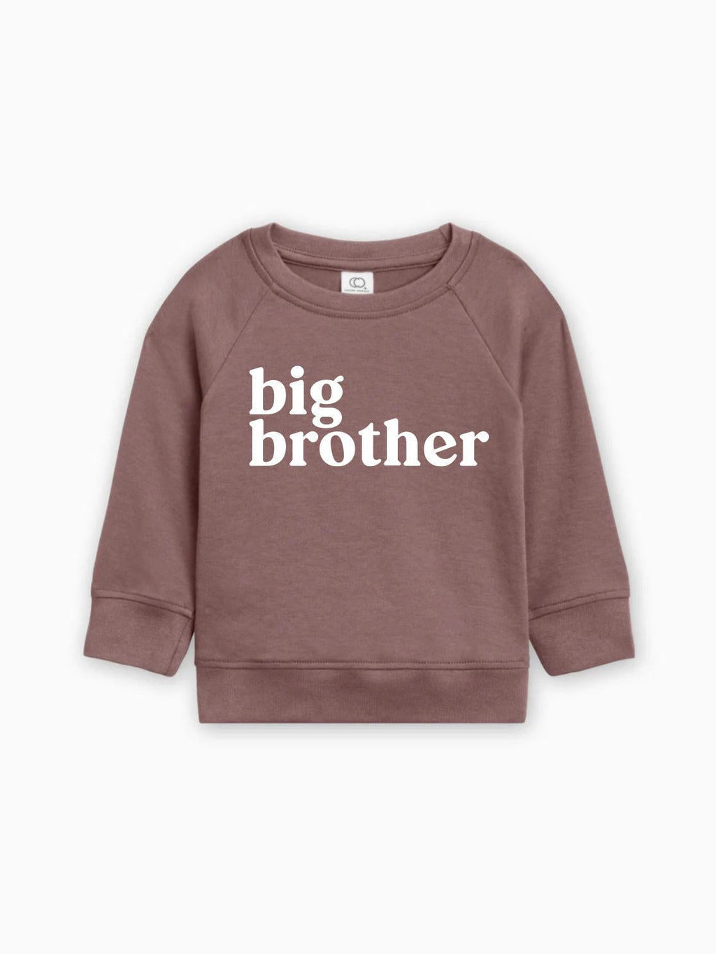 Organic cotton pullover, rose-brown, long raglan sleeves with “big brother” logo print