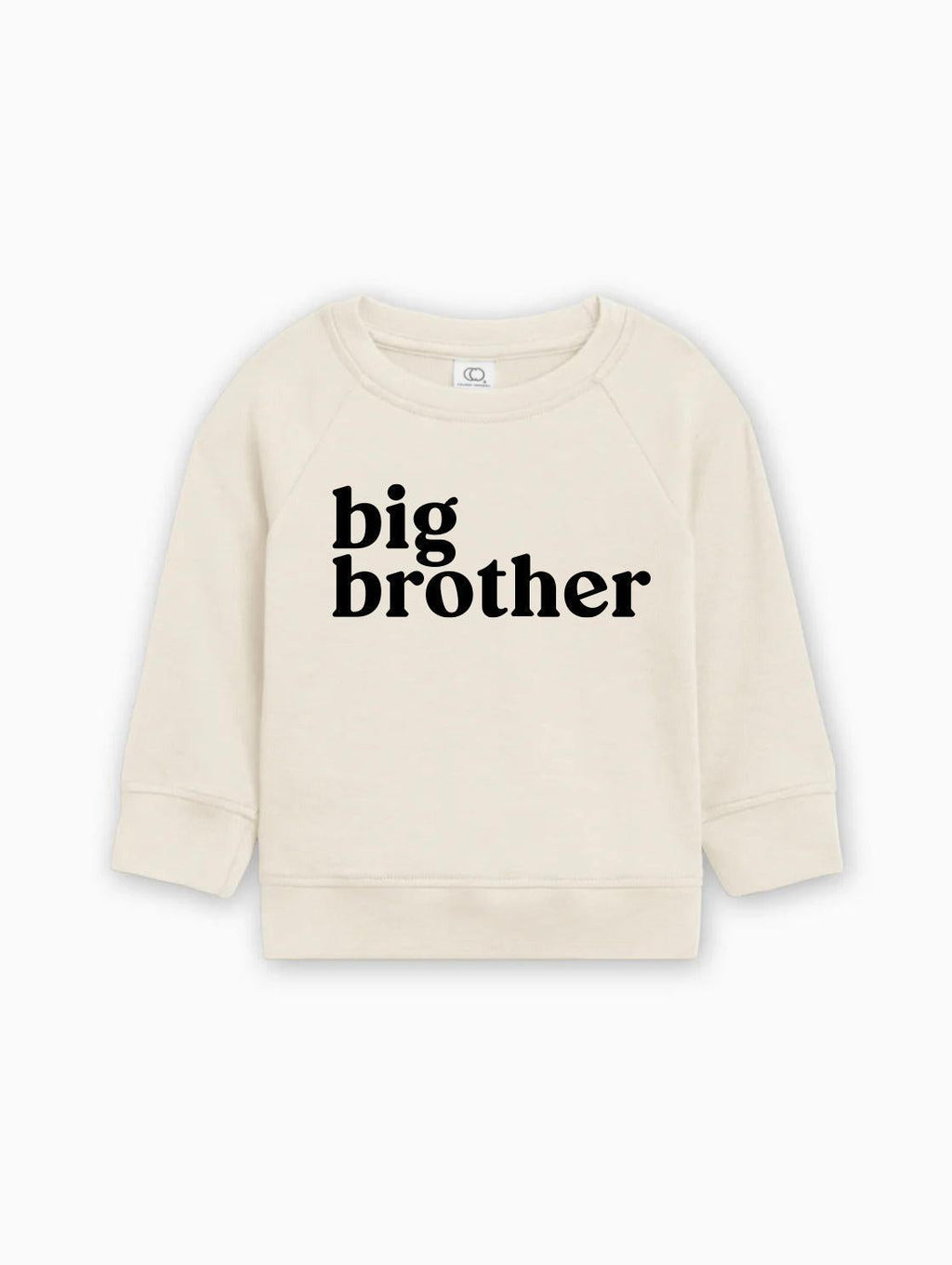 Organic cotton pullover, natural cream, long raglan sleeves with “big brother” logo print