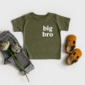 Dark olive baby and toddler t-shirt with 'big bro' front print