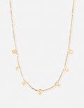 Gold-tone dainty necklace with letter charms on an open-link chain