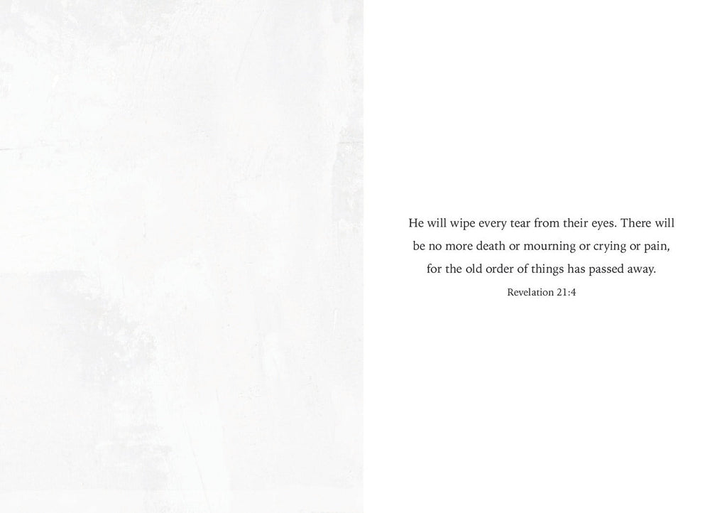 Greeting card inside with verse text in dark print on a light background