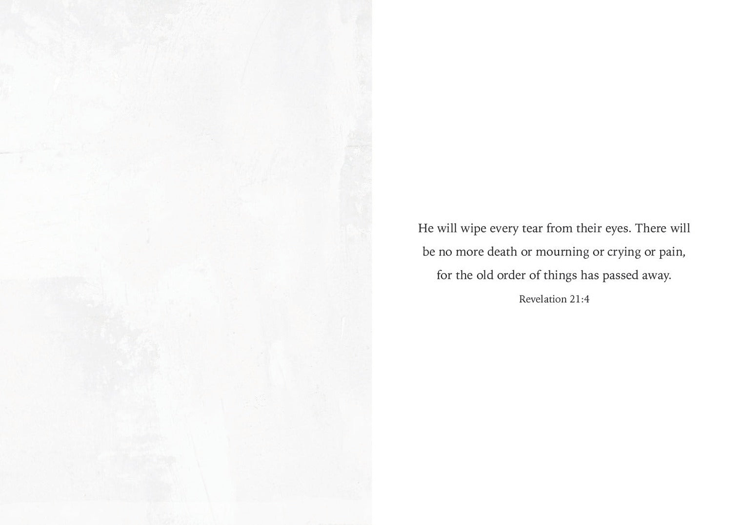 Greeting card inside with verse text in dark print on a light background