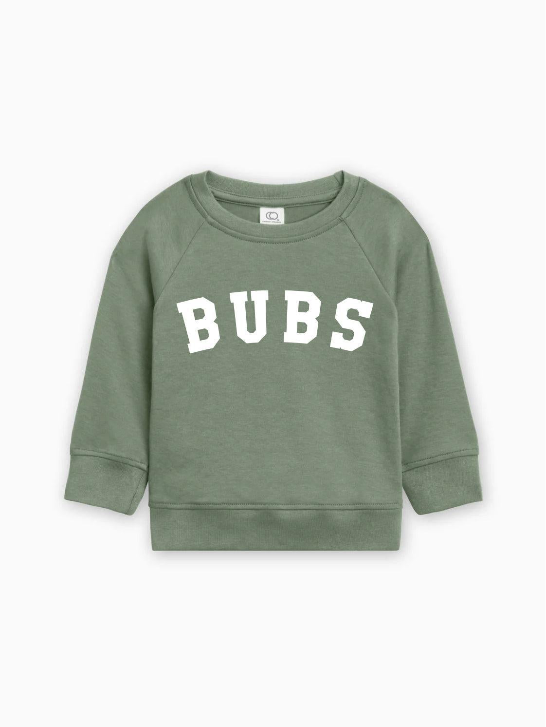 Baby boy pullover sweatshirt with BUBS logo, green
