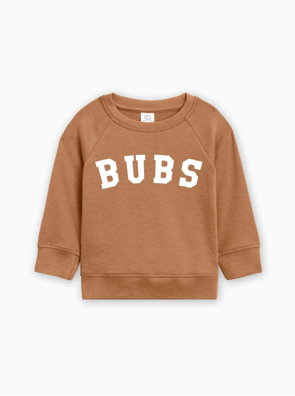 Baby boy pullover sweatshirt with BUBS logo, ginger brown