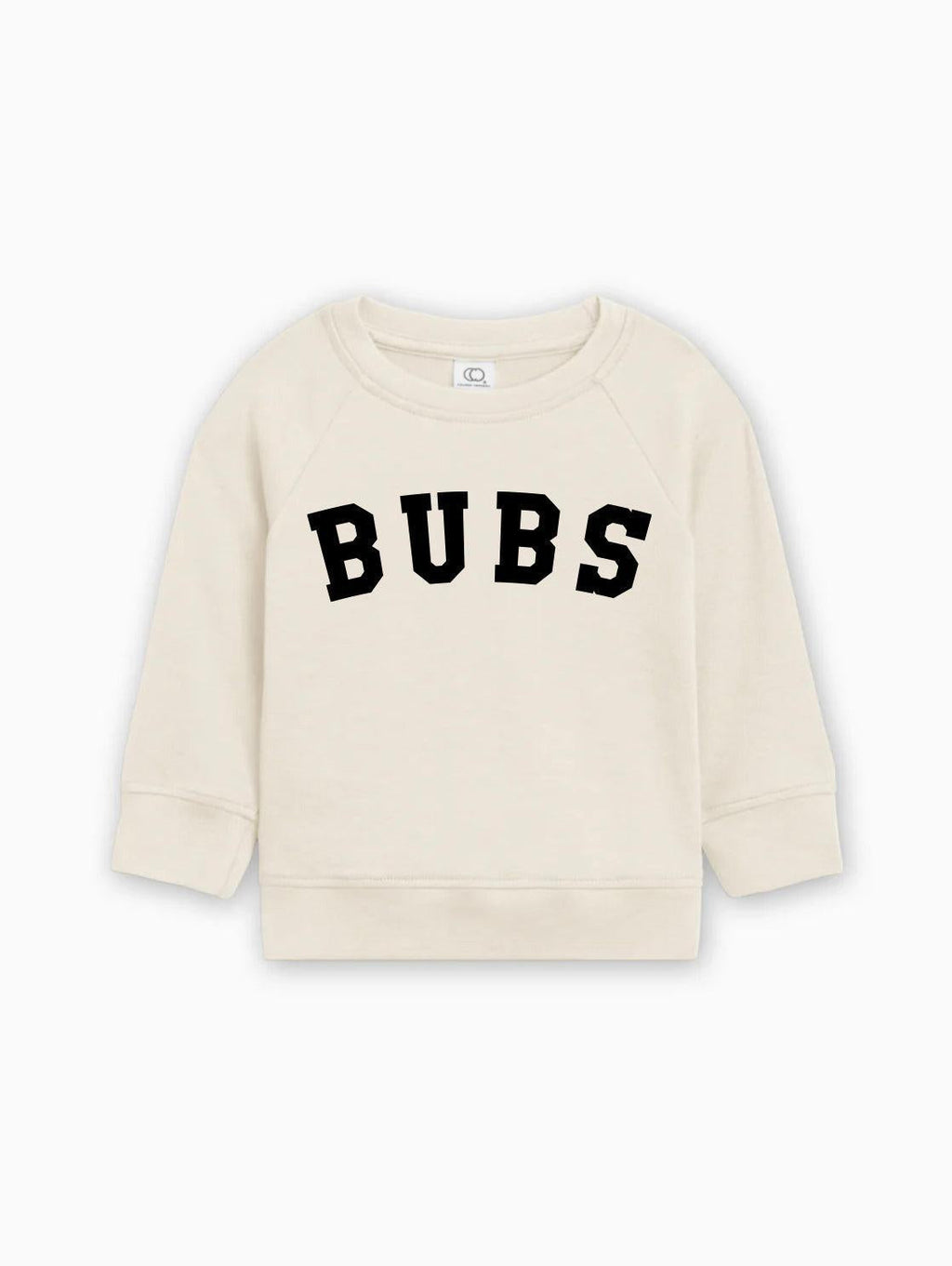 Baby boy pullover sweatshirt with BUBS logo, cream
