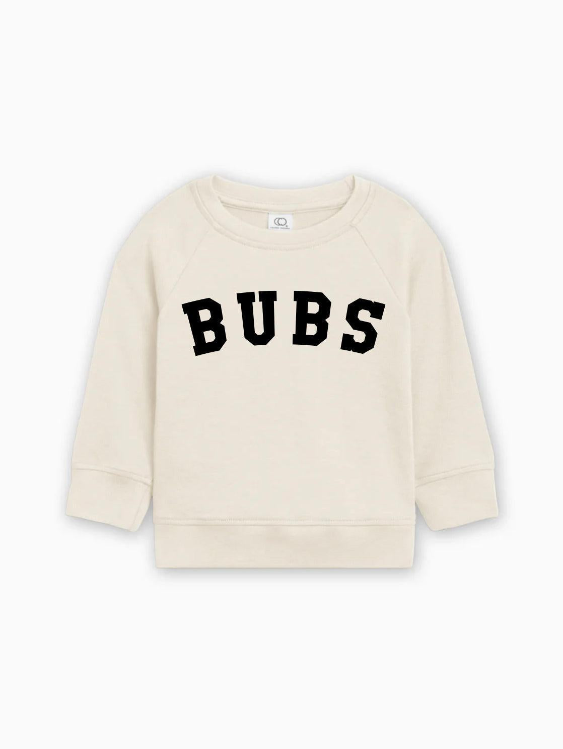 Baby boy pullover sweatshirt with BUBS logo, cream