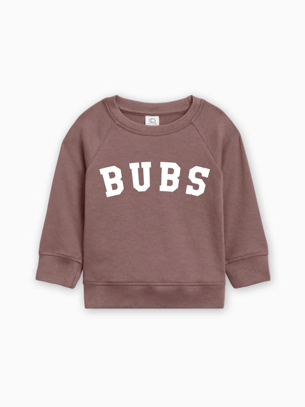 Baby boy pullover sweatshirt with BUBS logo, muted brown