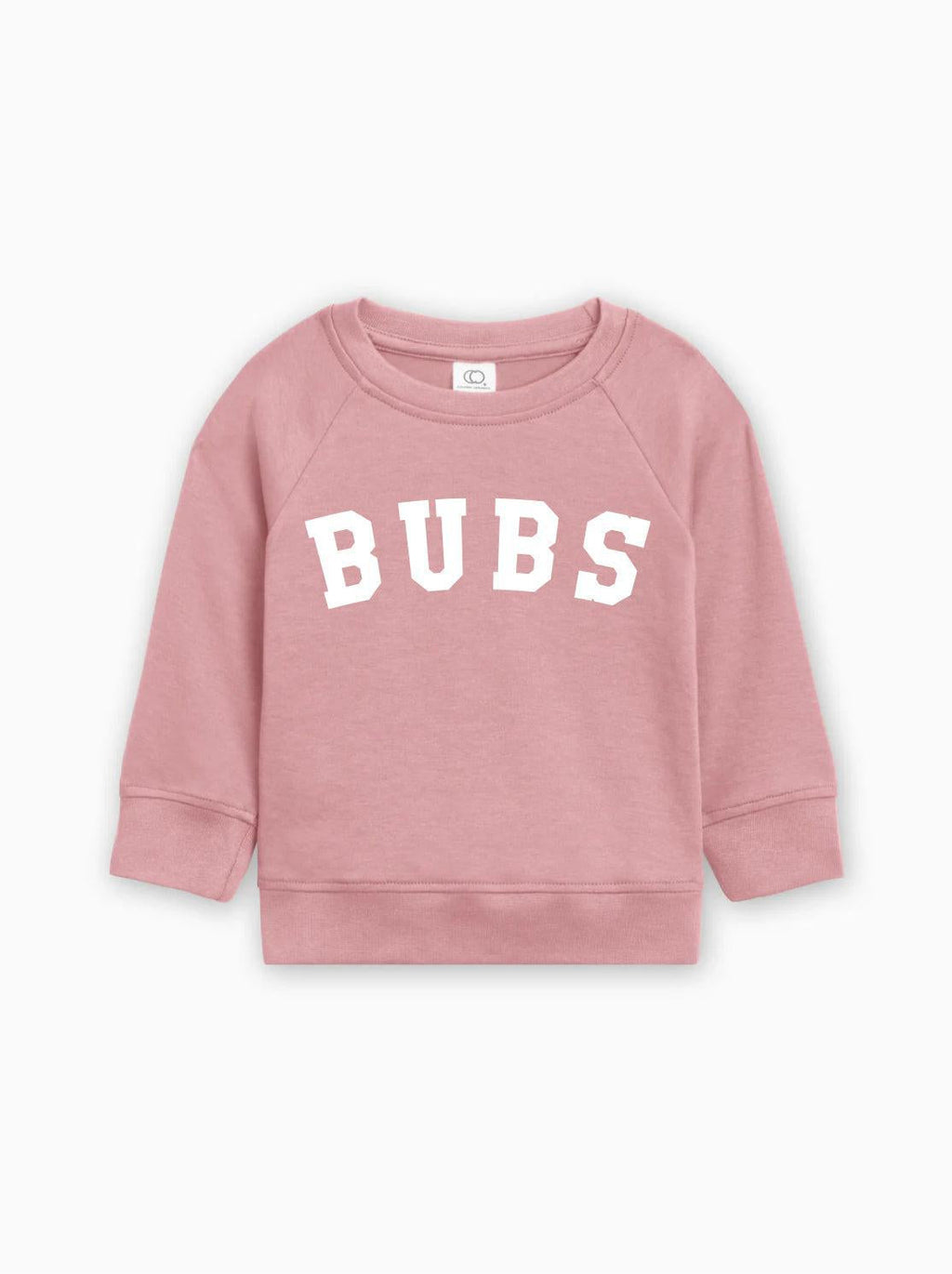 Baby boy pullover sweatshirt with BUBS logo, dusty pink