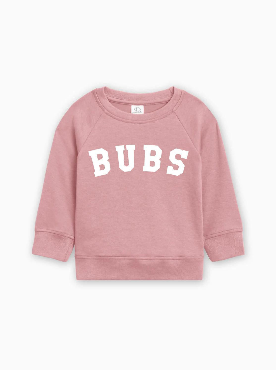 Baby boy pullover sweatshirt with BUBS logo, dusty pink