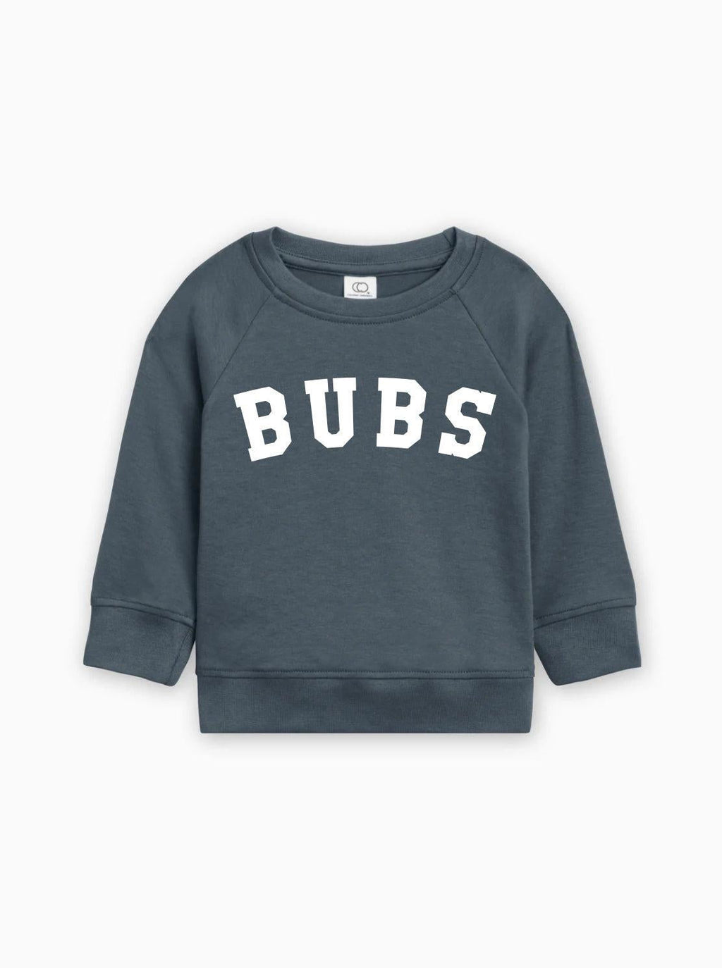 Baby boy pullover sweatshirt with BUBS logo, dark blue