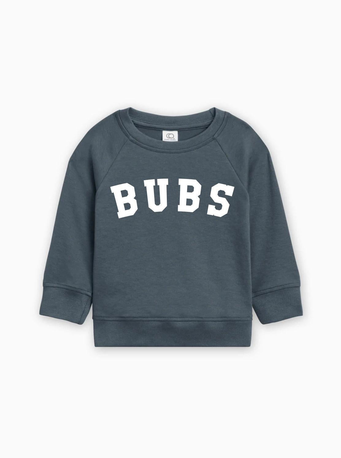 Baby boy pullover sweatshirt with BUBS logo, dark blue