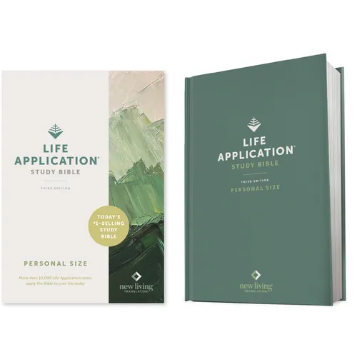 Teal hardcover Life Application Study Bible, personal size