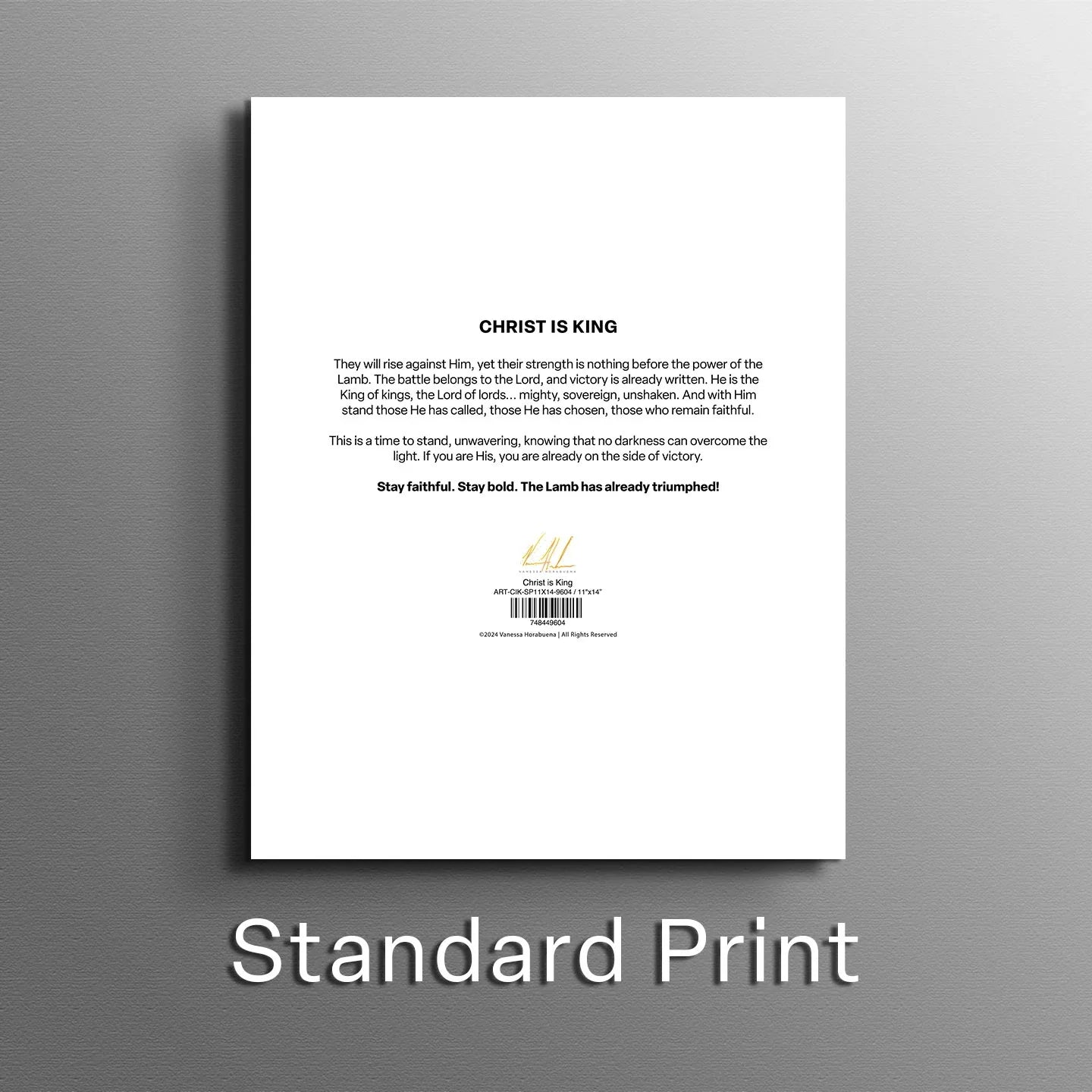 Christ is King art print with centered title and poem text on white paper