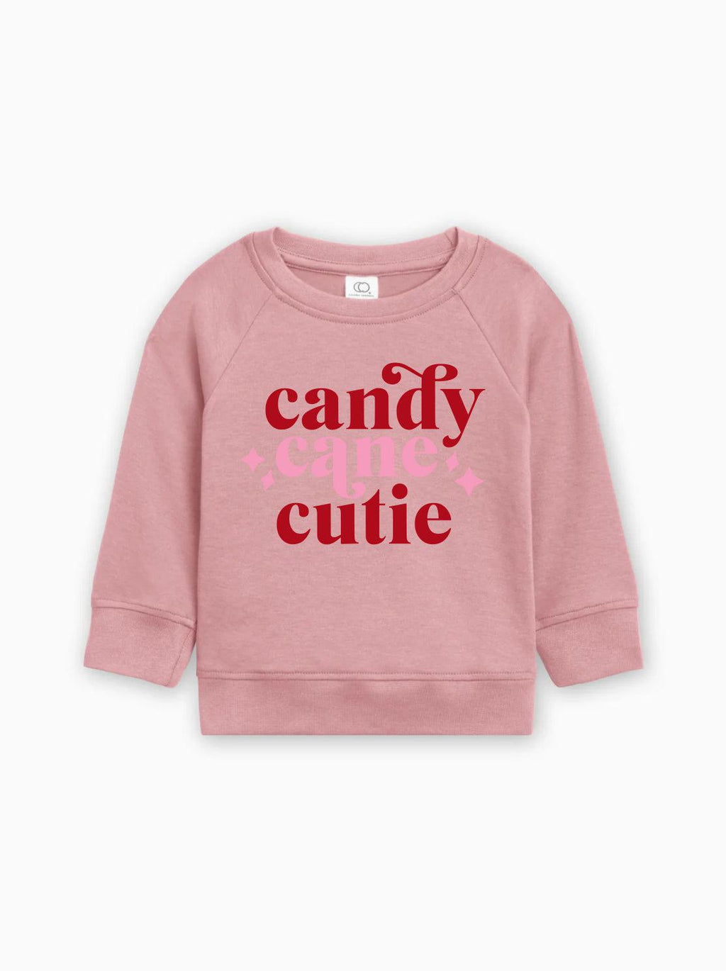 Rose baby pullover sweatshirt, long sleeves, 'candy cane cutie' graphic