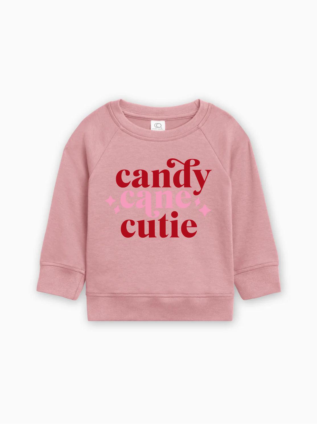 Rose baby pullover sweatshirt, long sleeves, 'candy cane cutie' graphic