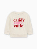 Natural baby pullover sweatshirt, long sleeves, 'candy cane cutie' graphic