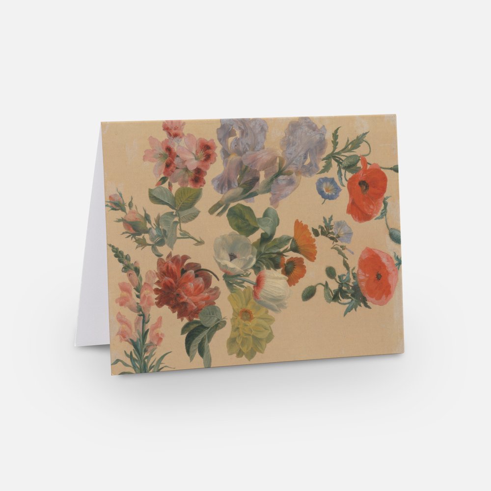 Summer flowers greeting card with colorful floral illustration
