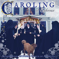 Christmas music CD cover with robed singers holding candles and a dog silhouette