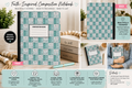 Teal faith-themed composition notebook with repeating quote and icon cover