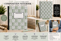 Faith-inspired hard cover composition notebook, green prayer-grid cover
