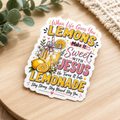 White Christian lemon quote sticker: “LEMONS” and “Sweet with Jesus”