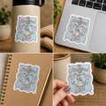 Anchored in God sticker with anchor and seashells, blue and white