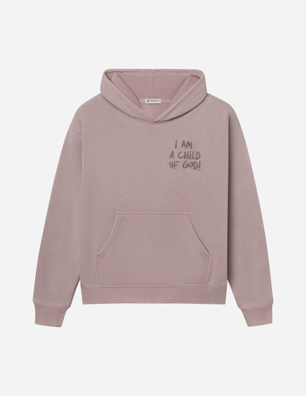 Lavender unisex hoodie, front view, hood and pocket with small chest graphic