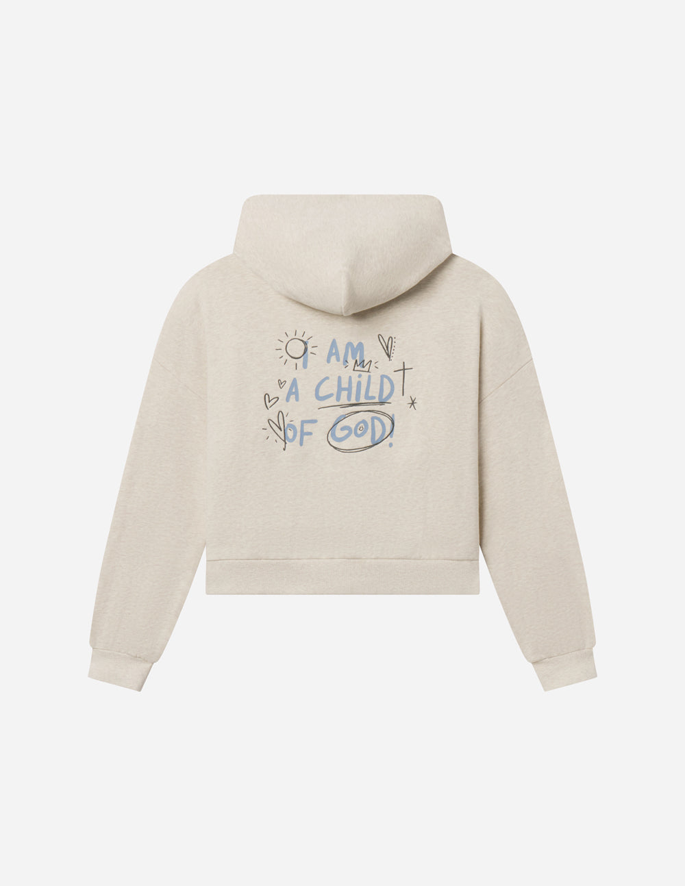 Eggshell full-zip hoodie with hood and chest graphic print