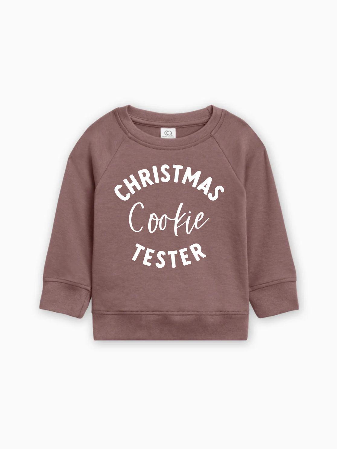 Brown Christmas Cookie Tester pullover for baby and toddler, crewneck sweatshirt