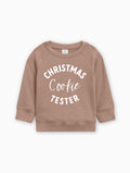 Light brown Christmas Cookie Tester pullover for baby and toddler, crewneck sweatshirt