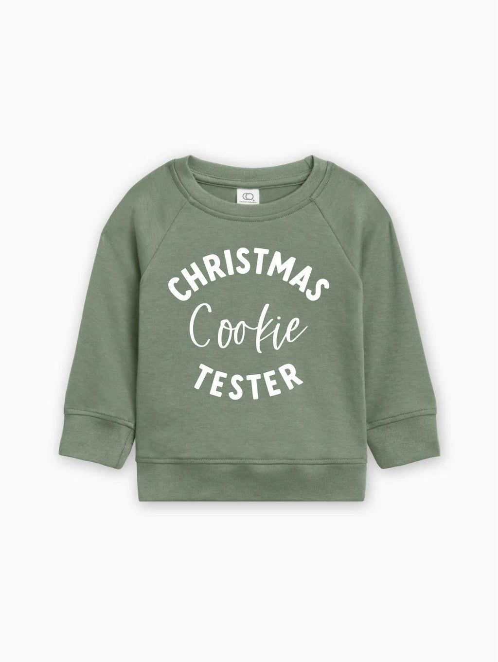 Green Christmas Cookie Tester pullover for baby and toddler, crewneck sweatshirt