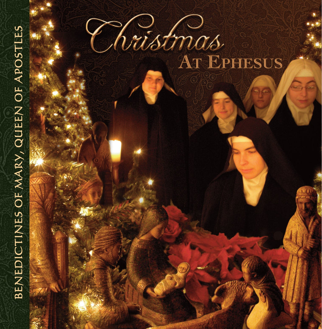 Christmas at Ephesus CD cover with nativity figures, candles, and gold lettering