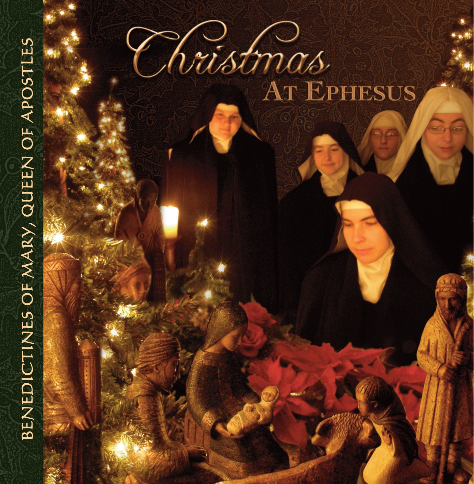 Christmas at Ephesus CD cover with nativity figures, candles, and gold lettering