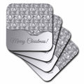 Silver and gray Merry Christmas ornament design coasters, set of 4, stacked