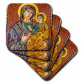 Overlapping mosaic tile coasters with Mary holding baby Jesus