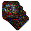 Heart-shaped decorative coaster showing Mary and Jesus in stained-glass artwork