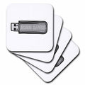 Square coaster set, white with black “JESUS SAVES” USB icon and lettering