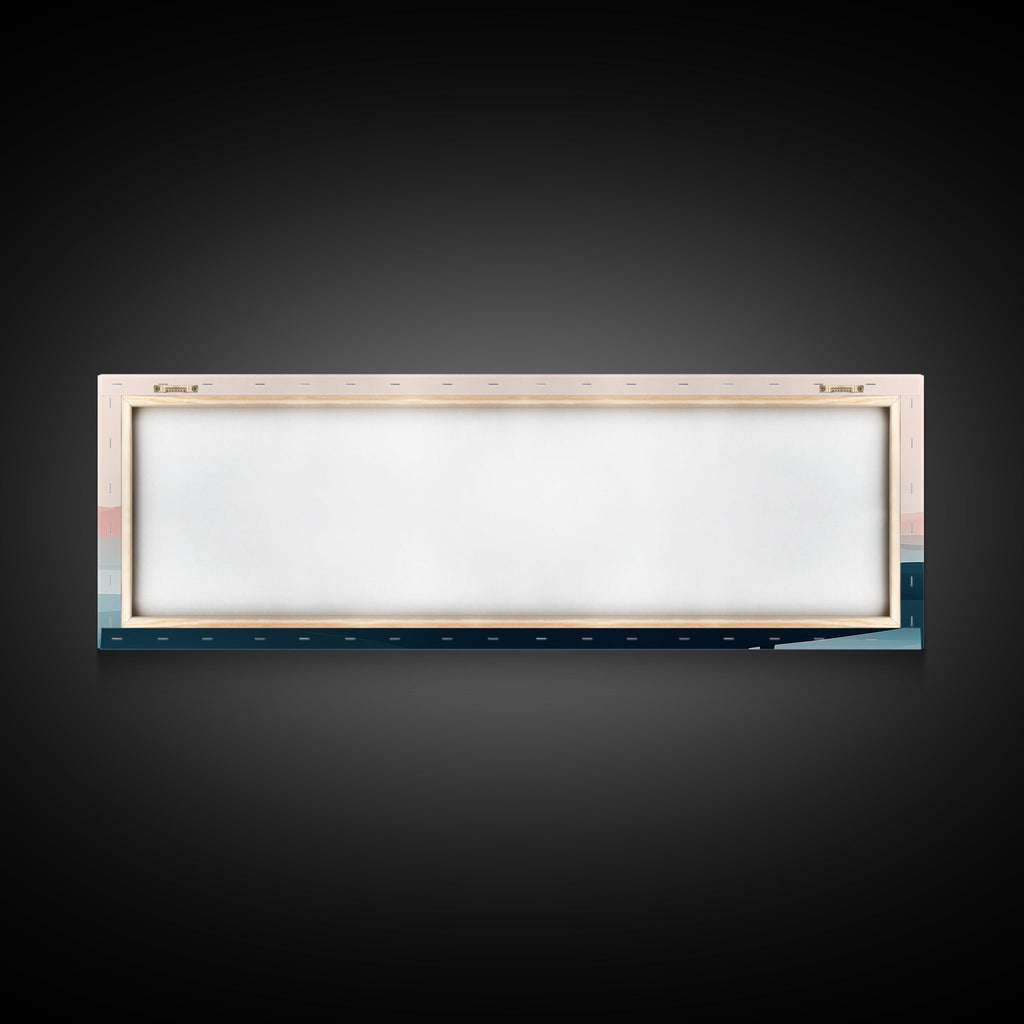 Framed stretched canvas frame with wood bars and blank center backing edge