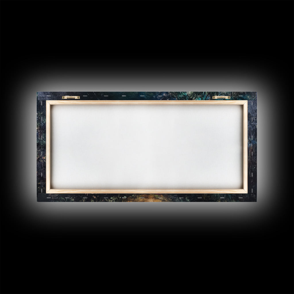 Framed canvas print backing with white center and distressed blue outer edge