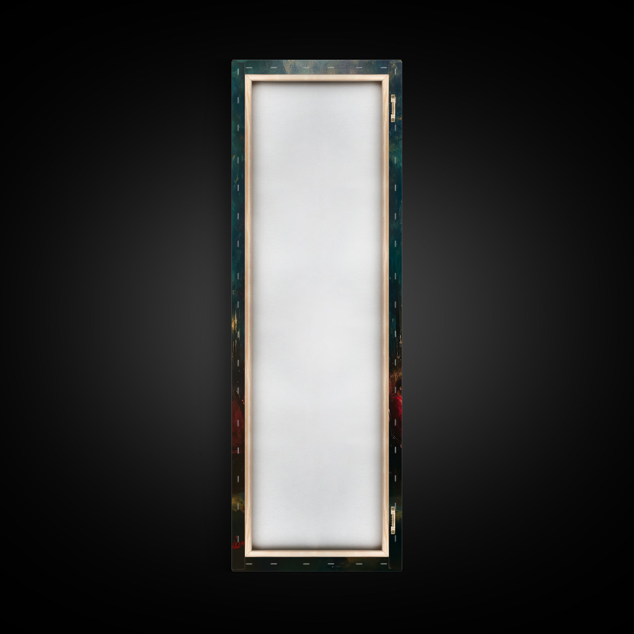 Framed canvas print with decorative border and blank center ready for artwork
