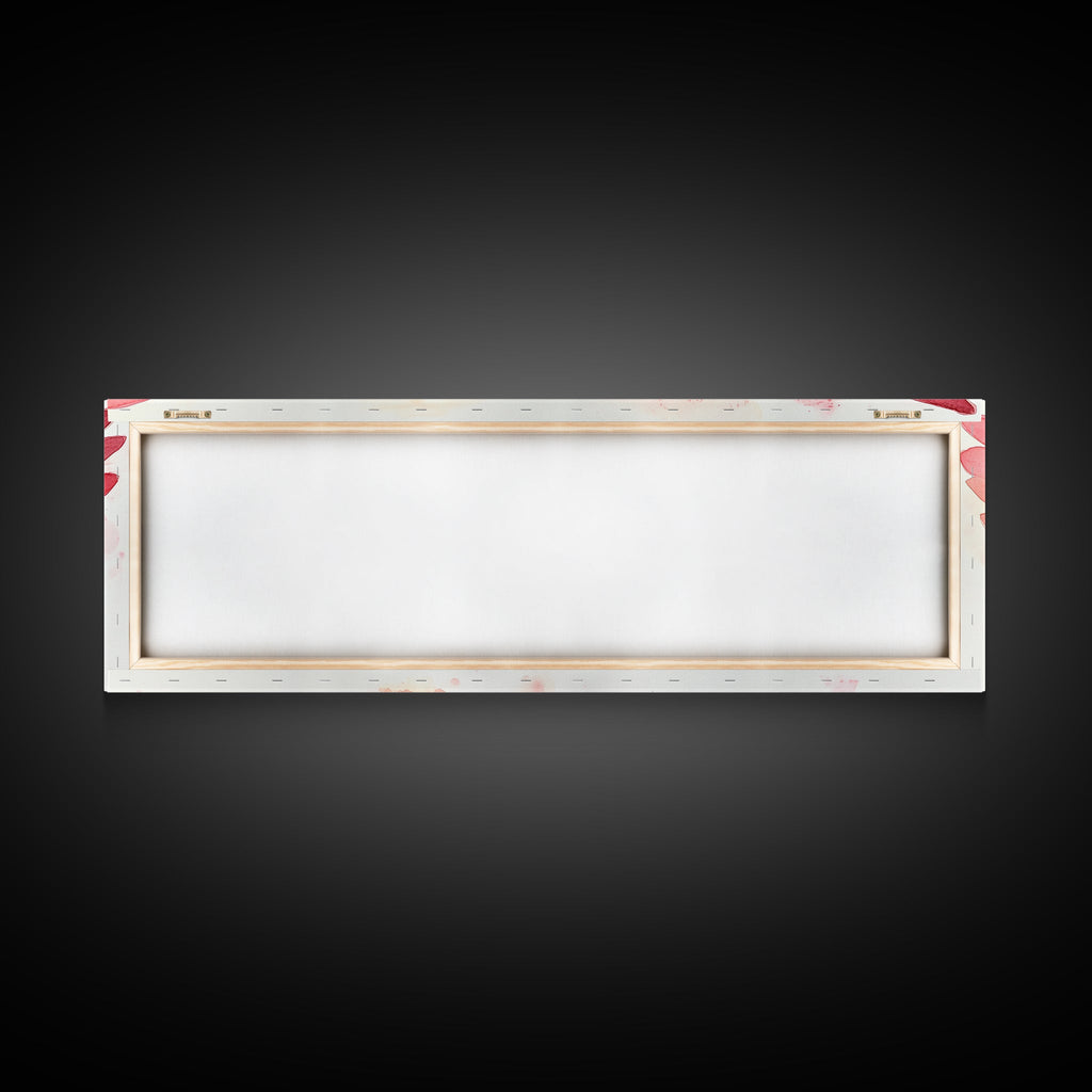 Back view of angel wings canvas print showing stretched fabric and wooden frame