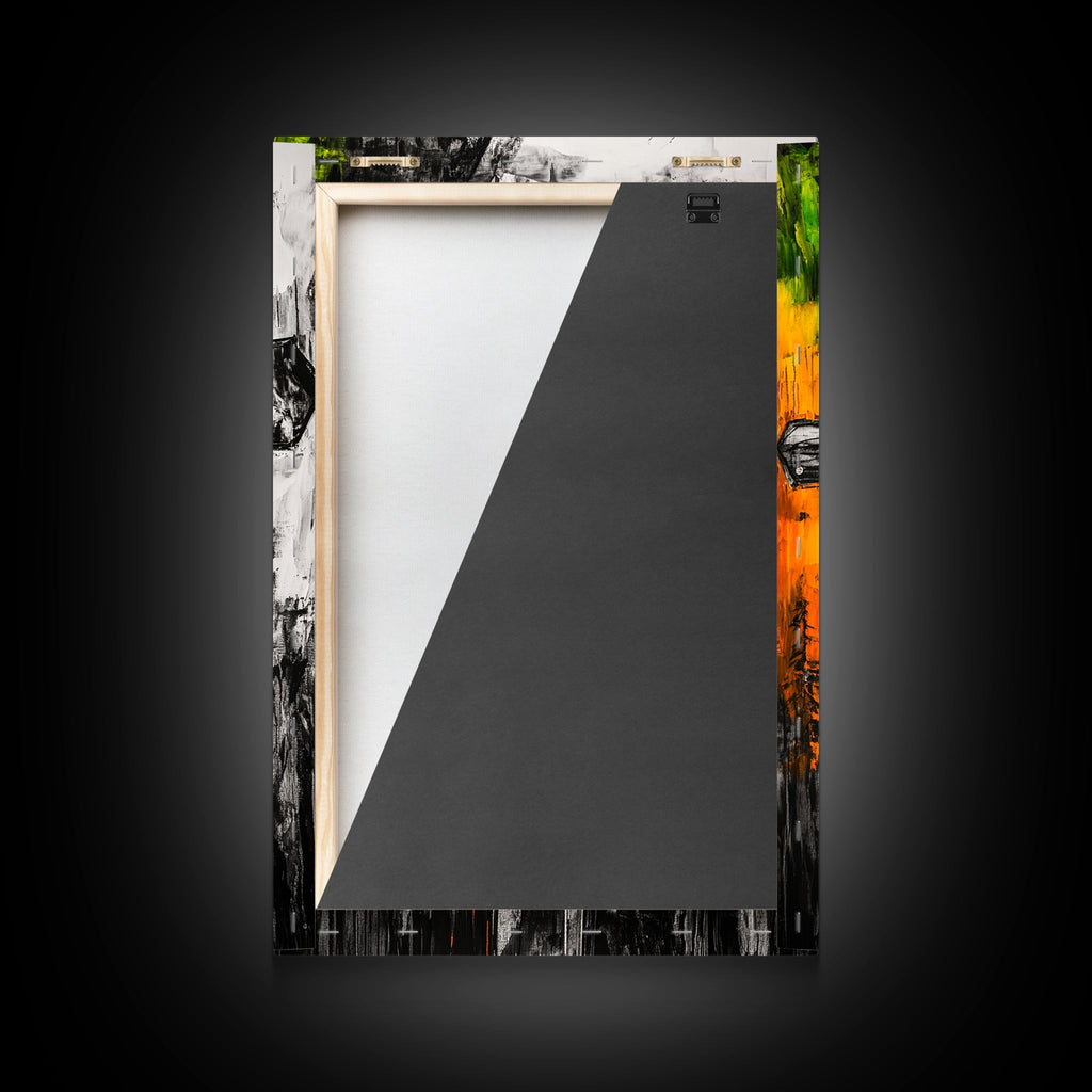 Canvas print backing for cross wall art with white surface and black interior panel view